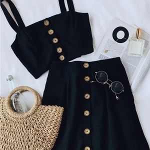 Lulu’s crop top and midi skirt set